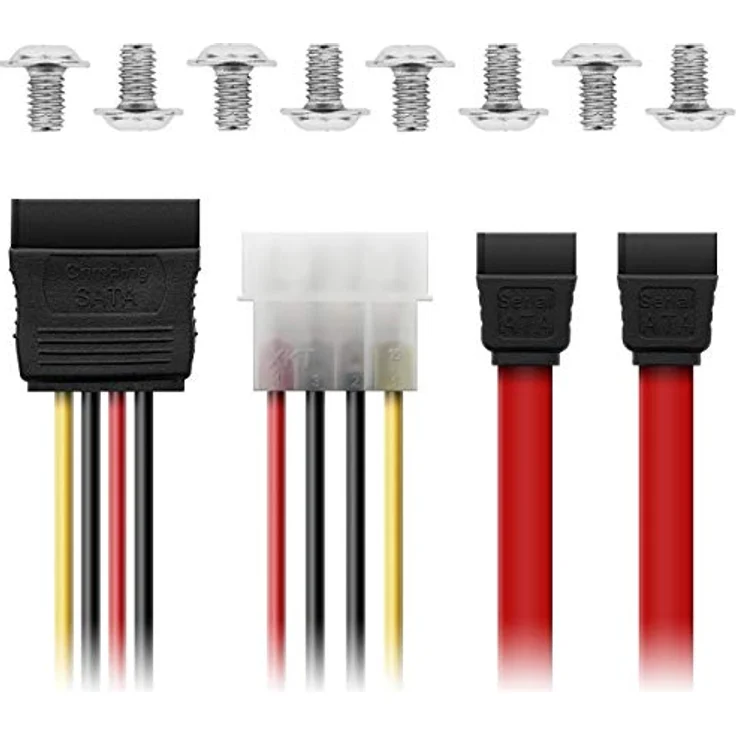 deleyCON Einbaurahmen für 2,5'' Festplatten / SSD's auf 3,5'' Adapter Wechselrahmen Mounting Frame Halterung Schienen inkl. Schrauben SATA Kabel und Stromadapter – Bild 6