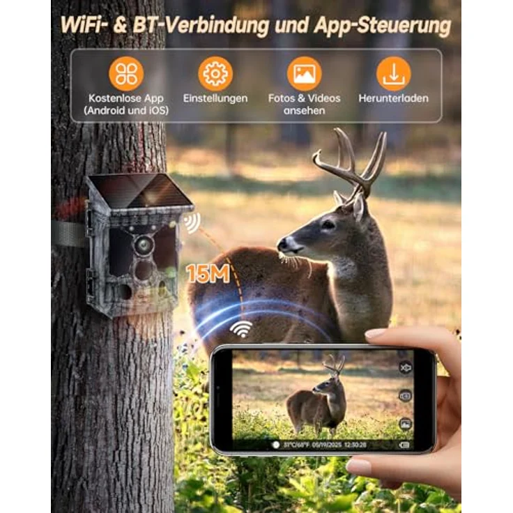 Rollei Wildkamera 4K WiFi Solar, 48 MP mit App-Steuerung und integrierten Solarpanel – Bild 4