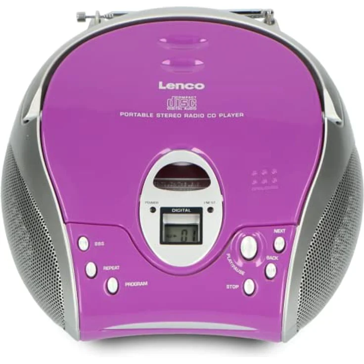 Lenco Radio CD-Player SCD-24 tragbares Stereo UKW-Radio mit CD-Player und Teleskopantenne in lila – Bild 3