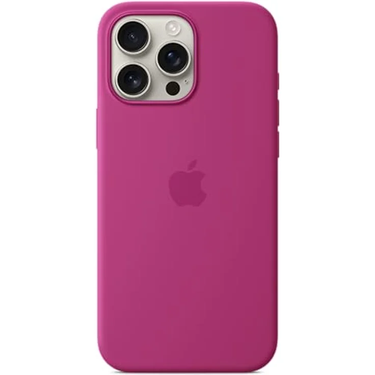 Apple iPhone 16 Pro Max Silikon Case mit MagSafe – Fuchsia, recyceltes Silikon, Mikrofaserfutter, Saphirkappe, magnetische Ausrichtung – Bild 2