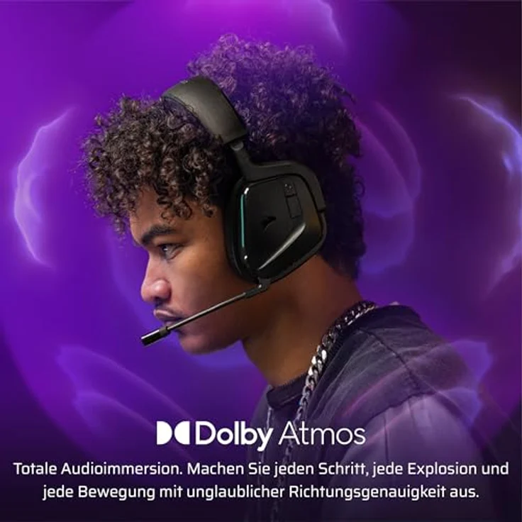 Corsair Void v2, Drahtloses Gaming-Headset mit Bluetooth, Dolby Atmos, 70 Stunden Akkulaufzeit, Duale Wireless – Kohlenstoff – Bild 3