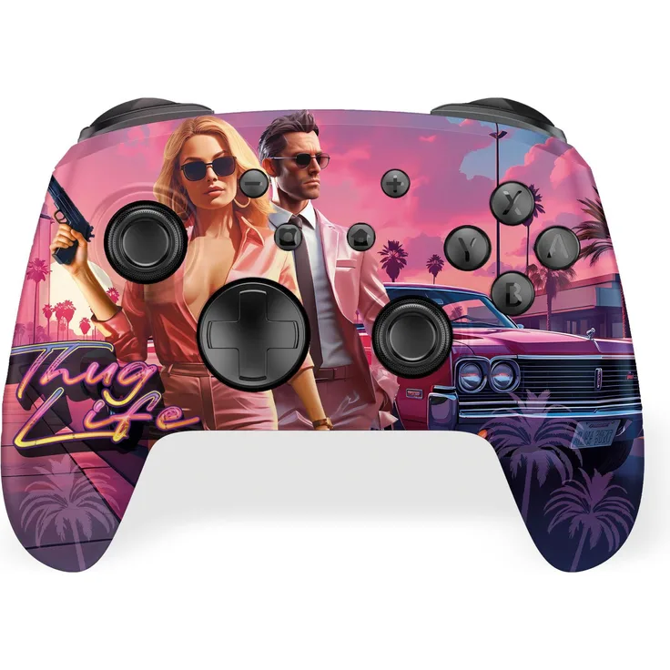 Freaks and Geeks Trade Invaders - Wireless Controller RGB für PC und Switch 2 (Thug Life), Gaming Controller mit RGB-Beleuchtung