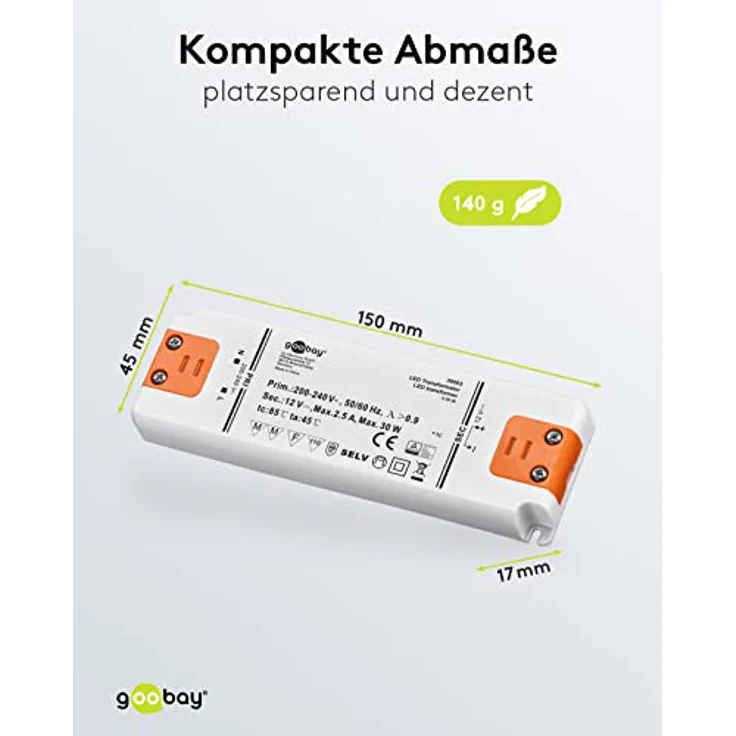 LED-Transformator 230V (AC) auf 12V (DC) für 0,5 bis 30 Watt LED-Lampen – Bild 2