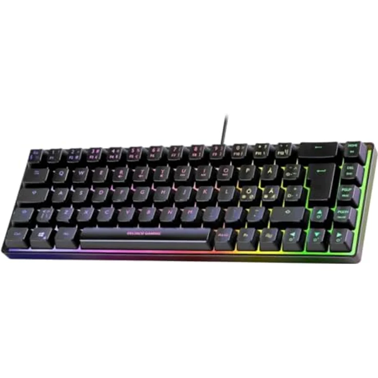Deltaco DK240 mini 60% Gaming Tastatur, semi-transparent, Hintergrundbeleuchtung, USB, QWERTZ, Deutsch, Schwarz – Bild 2