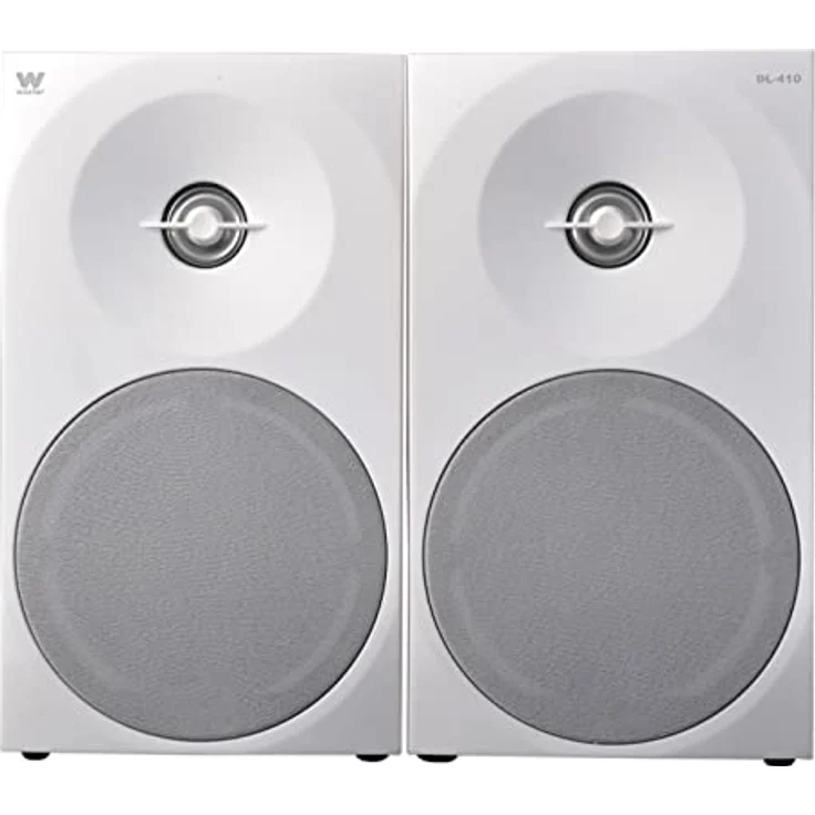 Woxter Dynamic Line 410 White - 2.0 Stereo-Lautsprecher (angetrieben mit 150W Leistung, Holz, 4, Woofer, 2 Hochtöner, 3,5 mm, RCA, Bassreflex-Control (Lautstärke, Höhen, Bass), weiß – Bild 5