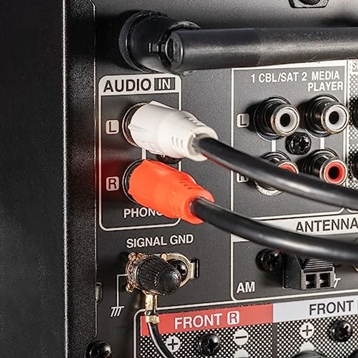 RCA Cinch Kabel | Phono Kabel für Plattenspieler | Cinch Kabel 1,5 m | Audio Kabel mit vergoldeten Kontakten | Für die heimische HiFi Anlage und das Heimkino | RCA Kabel 1,5m Schwarz – Bild 4