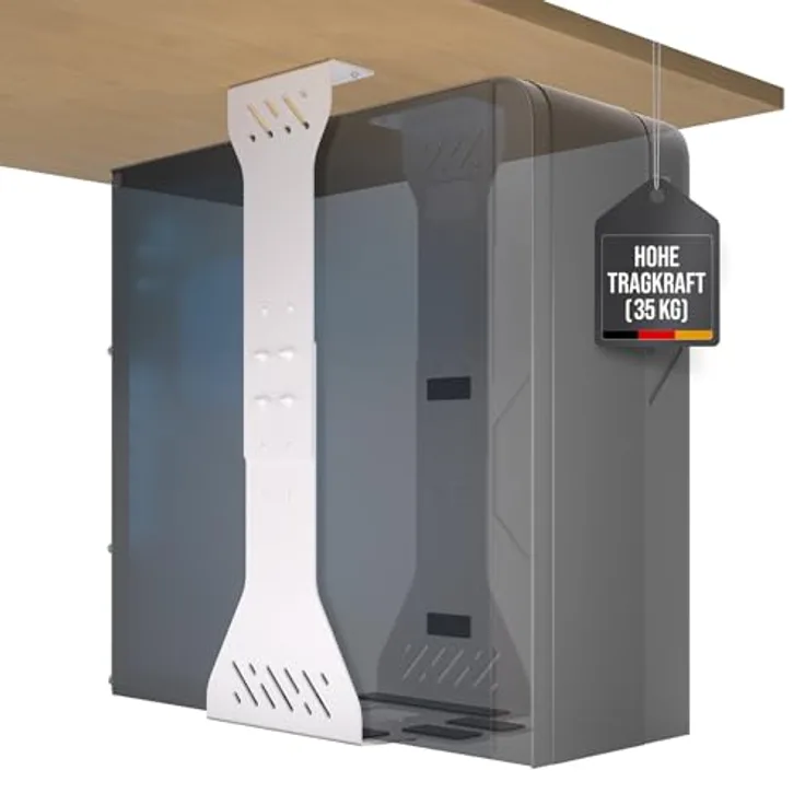 Ultimate Setup PC Halterung unter Schreibtisch, Schwerlast Computer Halterung mit 35 kg Tragfähigkeit, anpassbar, weiße Tower Halterung
