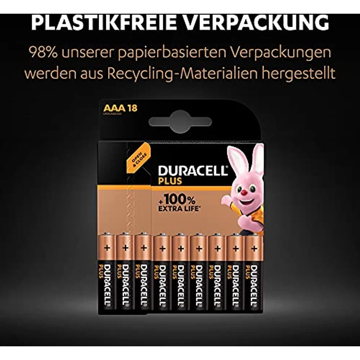Duracell Plus AAA Micro Alkaline-Batterien, 1.5V LR03 MN2400, 18er-Pack  – Bild 4