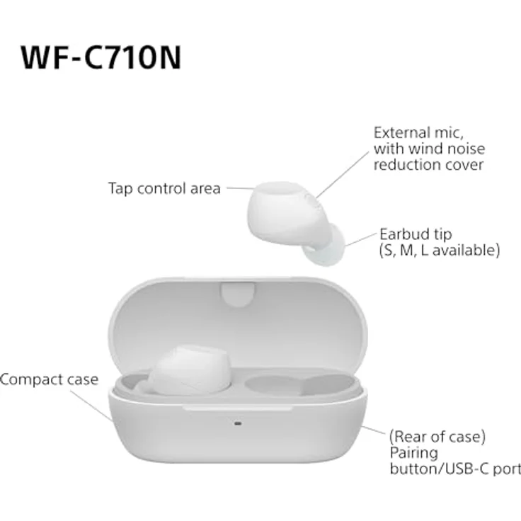 Sony WF-C710N True Wireless In-Ear Kopfhörer Weiß mit ANC, Bluetooth 5.3, 21,5h Laufzeit, Spritzwasserschutz – Bild 5