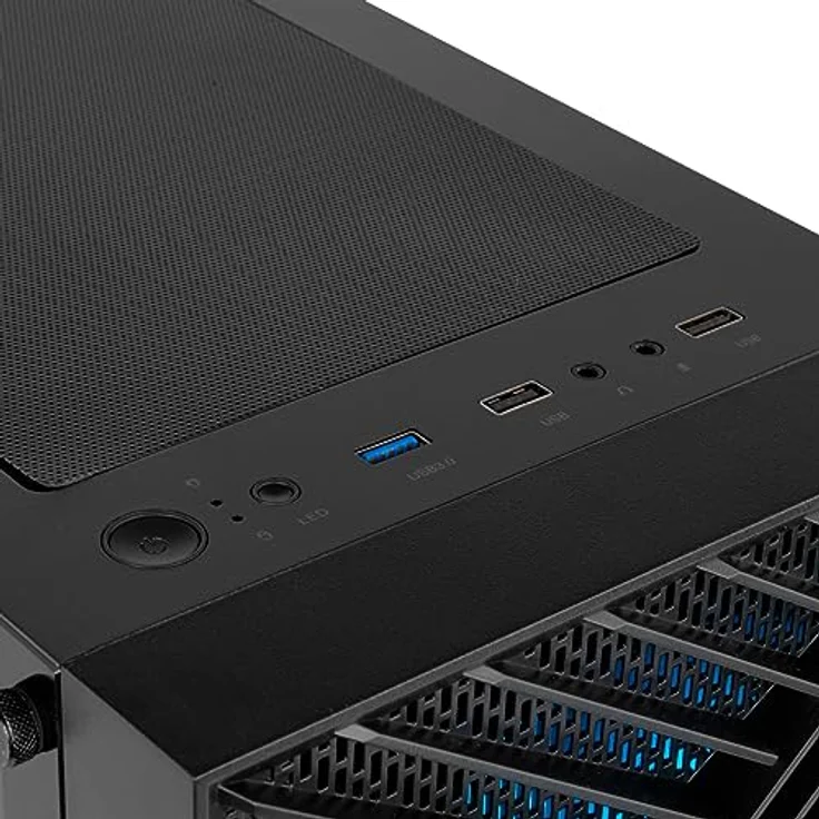 NOX XTREME PRODUCTS Infinity Epsilon - Mid-Tower M-ATX/ITX ARGB Rainbow, Front Mesh,Seitenteil aus gehärtetem Glas, 4 eingebaute Lüfter, Grafikkarten kompatibel bis 310mm, USB 3.0, Schwarz – Bild 5
