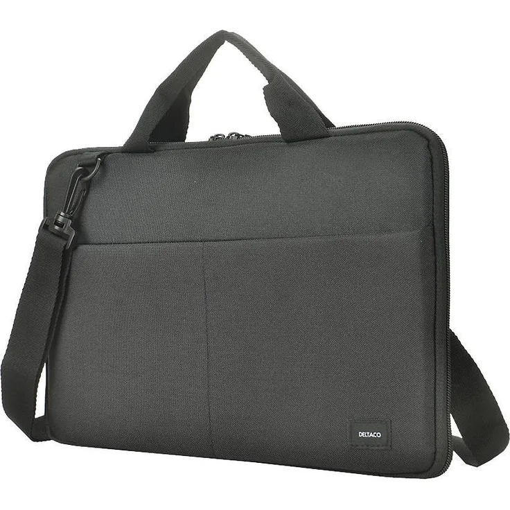 Deltaco Recycled 11,6-12" Laptop Sleeve, Schwarz, aus 95% recyceltem Material mit Polsterung und Schultergurt