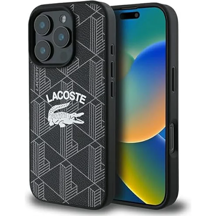 CG MOBILE Lacoste LCHMP16LPIGK Hülle für iPhone 16 Pro 6.3" schwarz, Monogram Vintage Logo, Hardcase-Typ TPU/PC/PVC-Material – Bild 1