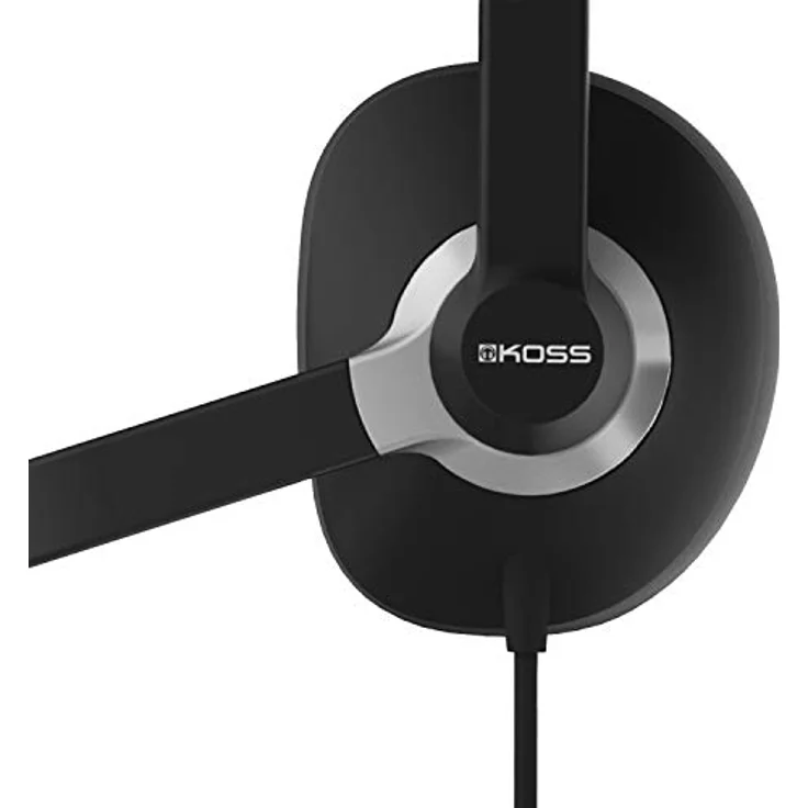 Koss CS300-USB Doppelseitiges On-Ear-Kommunikations-Headset, Geräuschunterdrückung, Elektret-Mikrofon, Flexibler Mikrofonarm, kabelgebunden mit USB-Stecker, Schwarz – Bild 3