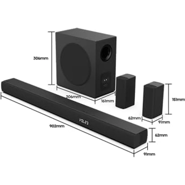 Hisense Soundbar HS5100, 5.1-Kanal Surround-Soundsystem mit 8 Lautsprechern, 540 W, kabelloser Subwoofer, Dolby Digital Plus und DTS Virtual:X – Bild 3