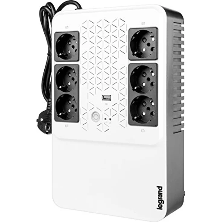 Legrand, Unterbrechungsfreie Stromversorgung (USV-Anlage), Keor Multiplug mit 800VA/480W, 6 Ausgänge je 230V (Schuko-Steckdosen) & USB-Ladegerät, Line Interactive, Interner AVR, Autom. Restart, 310082 – Bild 2