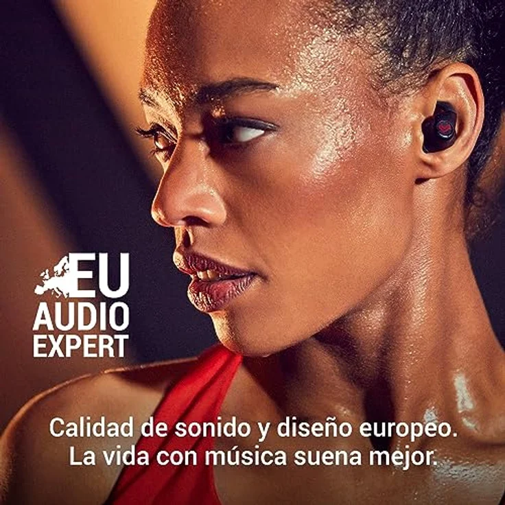 Energy Sistem Earphones True Wireless Freestyle, Kabellose Kopfhörer mit integriertem Mikrofon, Schwarz/Rot – Bild 6