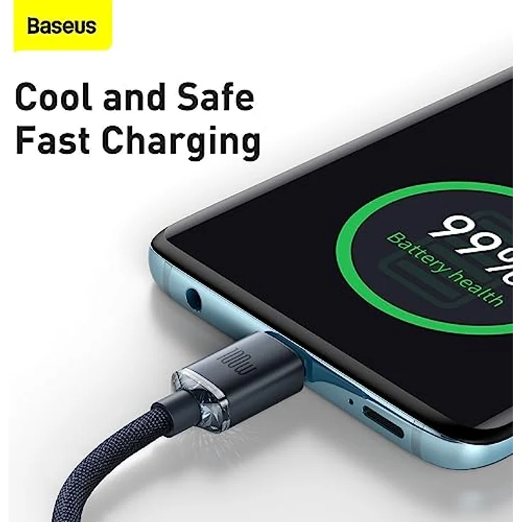 Baseus Crystal Shine 100W 120cm PD Type-C Ladekabel in Schwarz – Bild 3