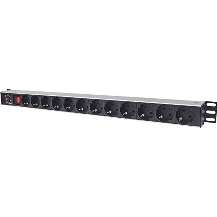 Intellinet 12-fach Steckdosenleiste Schutzkontakt vertikale Rackmontage ( Überlastschutz - Netzschalter 1,6m Stromkabel ) schwarz 714044 – Bild 2