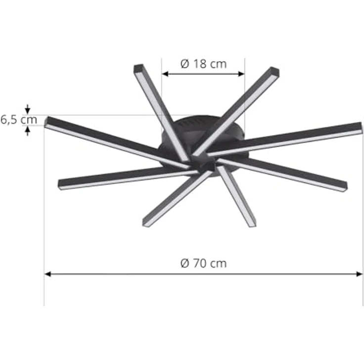 Lucande LED Deckenlampe dimmbar über Wandschalter, 43W warmweiß, Schwarz - Moderne Wohnzimmerlampe 4-stufig dimmbar – Bild 5