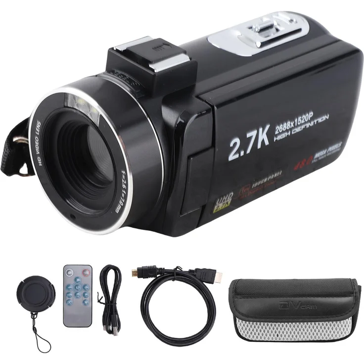 Lixada 2,7K Videokamera, Camcorder mit 48 MP, drehbarem 3,0-Zoll-TFT-Bildschirm und 16-fachen Digitalzoom, ideal für Reisen
