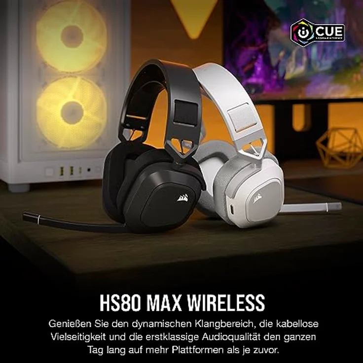 Corsair HS80 MAX Wireless Multiplattform Gaming Headset Mit Bluetooth - Dolby Atmos - Mikrofon in Broadcast-Qualität - iCUE-Kompatibel - PC, Mac, PS5, PS4, Mobile - Stahlgrau – Bild 2