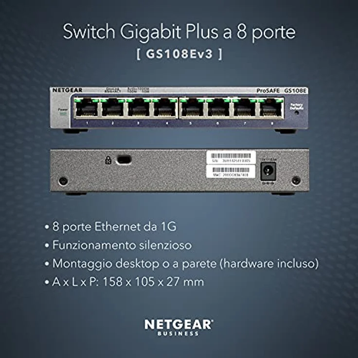 Netgear GS108E 8-Port Gigabit Ethernet LAN Switch Smart Managed Plus (robustes und lüfterloses Metallgehäuse, für Desktop mit ProSAFE-Lifetime-) schwarz – Bild 2