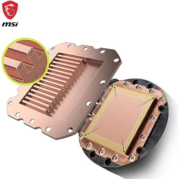 MSI MAG CORELIQUID E240 AIO CPU-Flüssigkeitskühler - Vergrößerte Kupferkühlplatte, ARGB Blockhead & FDB Lüfter, Zweikammer-Wasserblock, Split-Flow Radiator, Mystic Light, AMD & Intel kompatibel – Bild 5