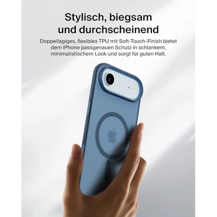 Belkin Grip SheerForce Schutzhülle für iPhone Air, dunkelblau, Stoßschutz bis 2 Meter, mit Kamerasteuerung und erhöhten Rändern – Bild 7