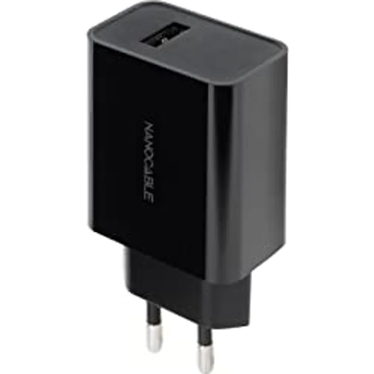 NANOCABLE 10.10.2004 USB-Ladegerät, 5 V/2,1 A, kompatibel mit Smartphones, Tablets, Kopfhörern, Spielekonsole, Schwarz