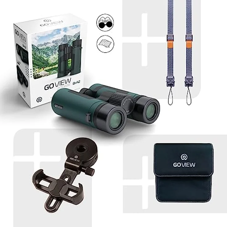 GoView ZOOMR 8x42 Fernglas für Outdoor, Natur, Tierbeobachtung, Reise (8-Fach Zoom, großes Sehfeld, inkl. Zubehör-Set) Oak Grün – Bild 4