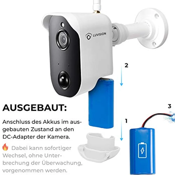 LUVISION Funk Überwachungs-Kamera Akku | Betrieb mit Akku | Full HD 2 MP 1080p | Reichweite bis 300 m | PIR-Wärmesensor | Nachtsicht | Gegensprechfunktion (Erweiterungskamera) – Bild 4