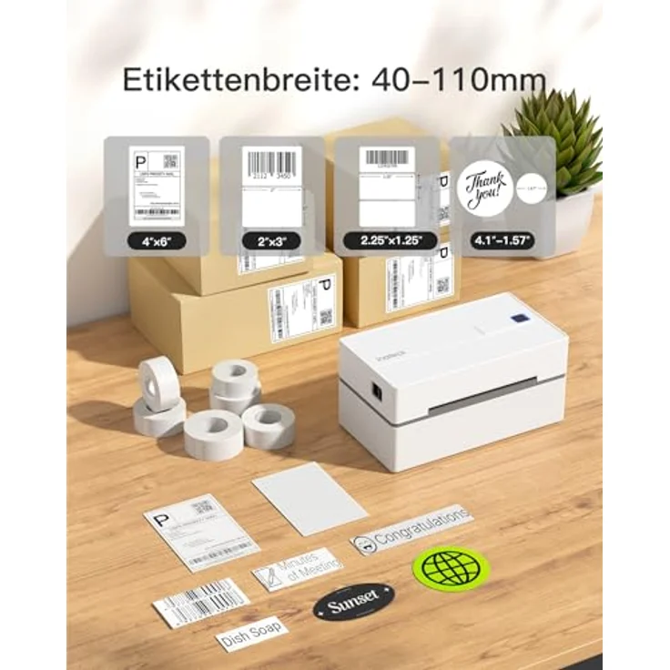 Inateck Bluetooth Thermo-Etikettendrucker, 4x6 Versandetikettendrucker mit schnellem Druck von 150 mm/s, USB und App-kompatibel für iOS und Android – Bild 5