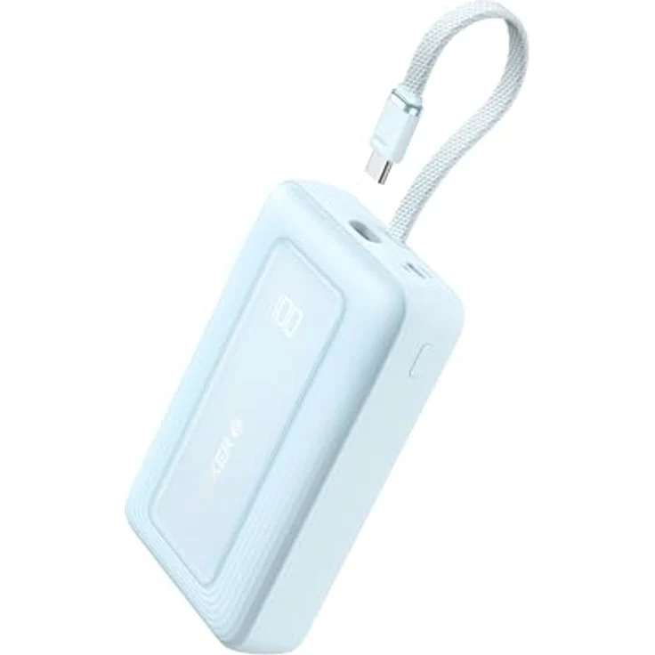 Anker Power Bank, Powerbank 20000mAh 30W mit integriertem USB-C Kabel, High-Speed portables Ladegerät, 1 USB-C, 1 USB-A, Akkupack für iPhone 16/15/15 Pro/15 Pro Max/15 Plus, MacBook, Galaxy - Schwarz – Bild 1