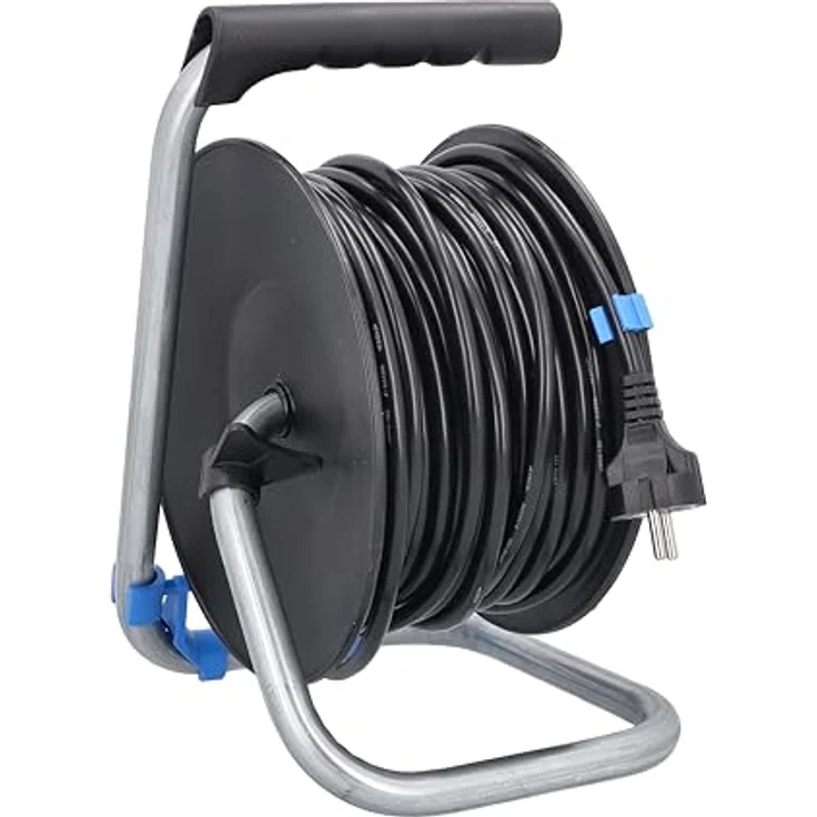 as - Schwabe Innenbereich-Kabeltrommel – 25 m Kabel-Leitung 230 V - 16 A –Trommel mit 4 Schutzkontakt-Steckdosen inkl. Schutzklappe – IP20 – Made in Germany – Schwarz I 10118 – Bild 3