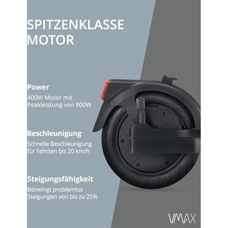 VMAX E-Scooter VX5 Pro GT mit Blinker - 400W Motor & 25% Steigfähigkeit - E-Roller Mit Straßenzulassung in D - 40 km Reichweite - 120kg max. Belastung – Bild 2