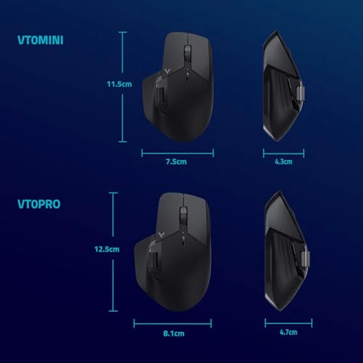 Rapoo VT0Mini, 26000 DPI Gaming Maus mit 2.4 GHz, 650 IPS, 50G, Schwarz – Bild 7