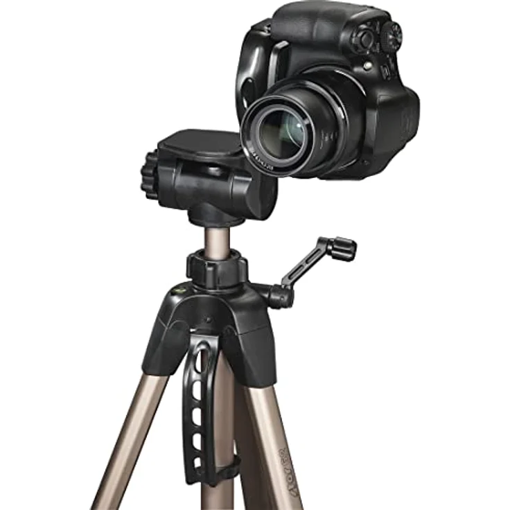 Hama Kamera Stativ Star 62 (Einstiger Dreibeinstativ mit 3-Wege-Kopf, Fotostativ mit 64-160cm Höhe, Kamerastativ passend für Spigelreflex- und Systemkameras) Champagner – Bild 10