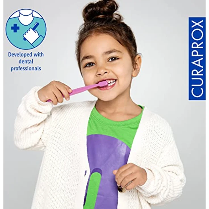 CURAPROX CS Kids Zahnbürste - Handzahnbürste für Kinder mit 5500 Ultra Soft CUREN Borsten und kleinem Bürstenkopf - Violett - Preisvergleich – Bild 4