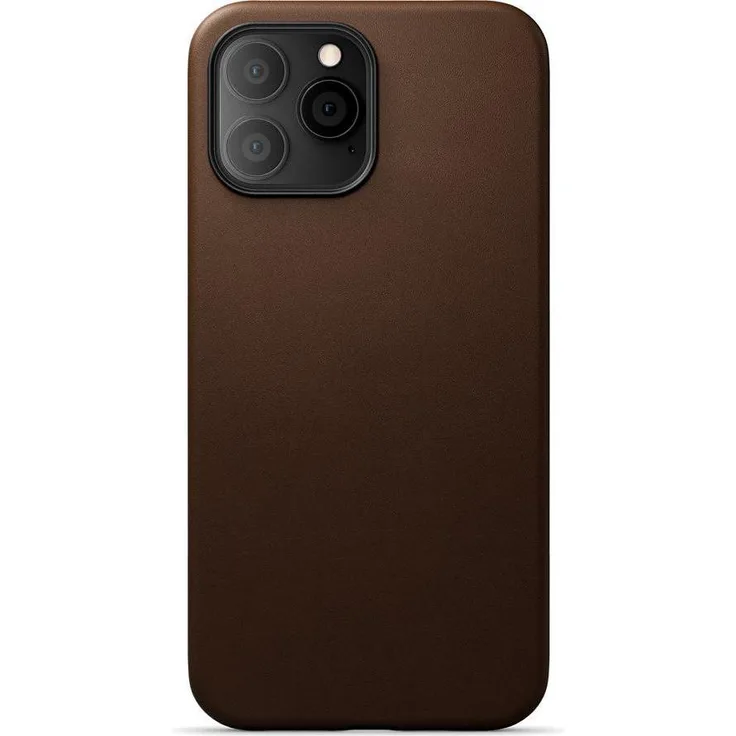 Alogic JLAI1367-DB, Smartphone Hülle aus vollnarbigem Leder für Apple iPhone 13 Pro Max, schmal, braun, MagSafe-kompatibel, stoßfest bis 1,5 m