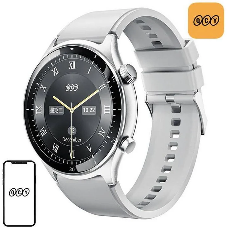 QCY S7 Smartwatch, 1,43 Zoll AMOLED-Display, 120 Sportmodi, 3ATM Wasserbeständigkeit, silber