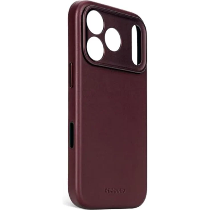 Decoded Leather Backcover für Apple iPhone 17 Pro, handgefertigte Smartphone Hülle aus Vollnarbenleder mit MagSafe, Dark Ruby Rot – Bild 3