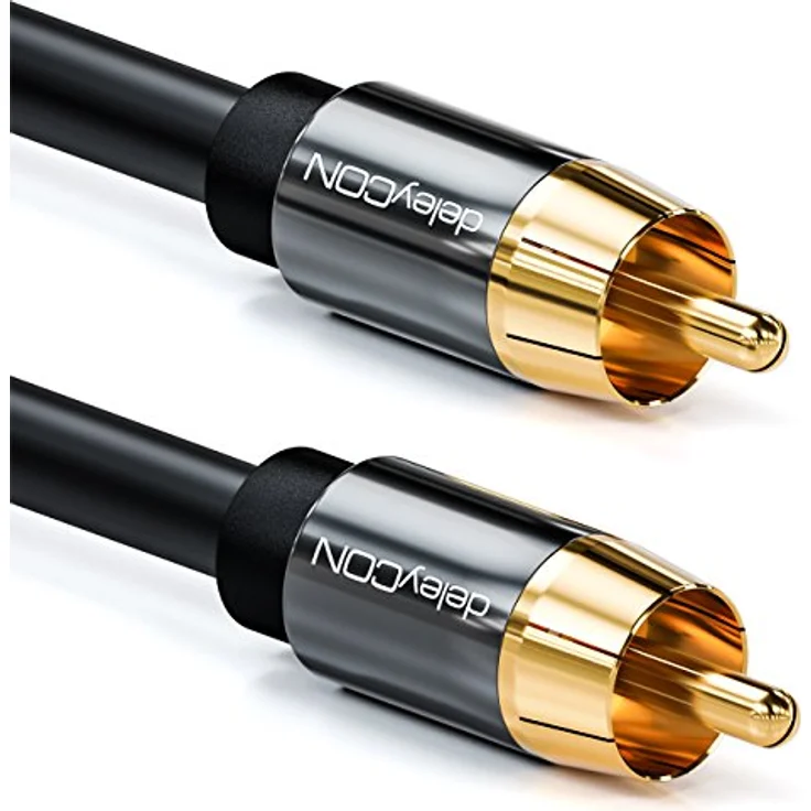 deleyCON 5m Subwoofer Kabel - Cinch RCA Digitales Koaxialkabel - Vergoldete Stecker - Audio Kabel für Subwoofer AV Receiver Verstärker Heimkino – Bild 1