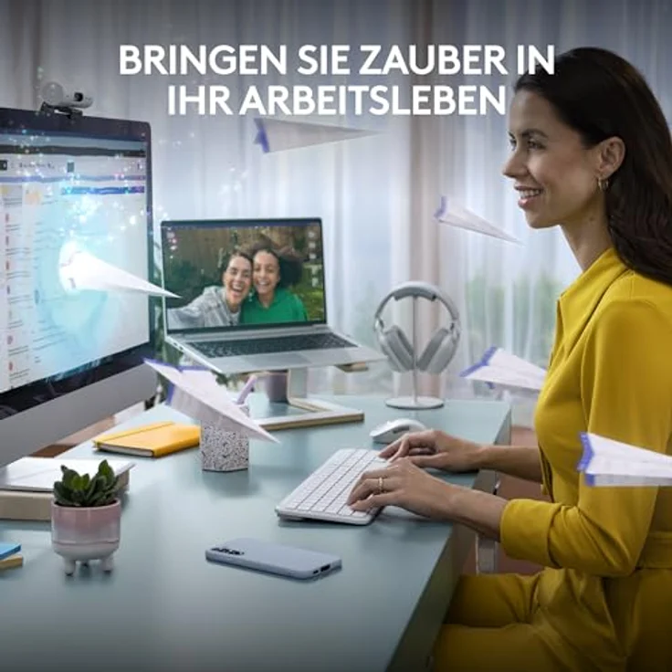 Logitech Signature Slim K950 kabellose Tastatur, schlankes Design, Wechseln zwischen Geräten beim Tippen, leises Tippen, Bluetooth, Multi-OS, Windows, Mac, Chrome, DEU QWERTZ-Layout, Weiß – Bild 2