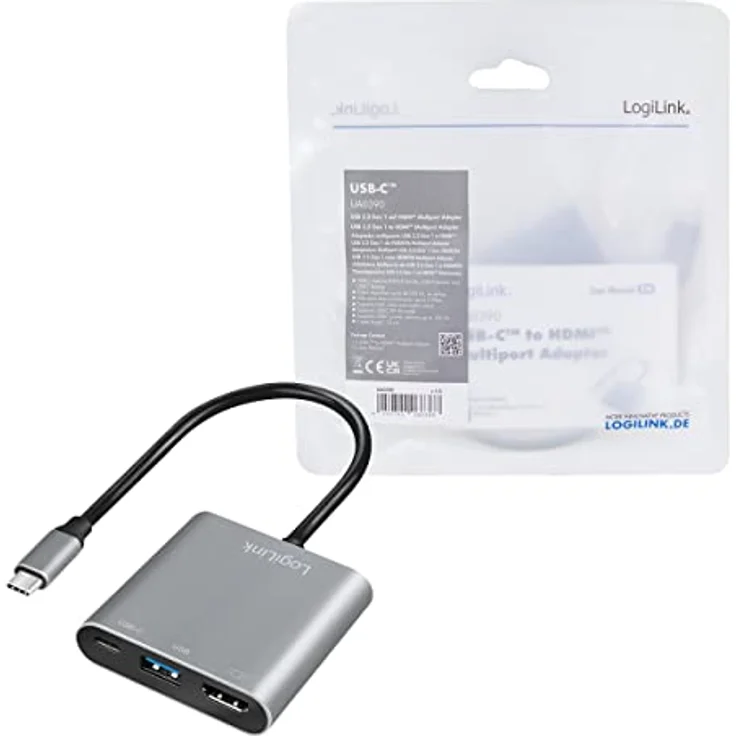 LogiLink USB 3.2 Gen1 Typ-C-zu HDMI & USB Adapter, 4K, PD (Power Delivery), 0,15 m – Bild 5
