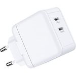 45W USB C Ladegerät, GaN II Dual USB C Wandladegerät, PD 3.0 Schnellladegerät USB C, Kompatibel mit Samsung Galaxy S23 Ultra S23, iPhone 14 13 12 Pro Max Mini,iPad Pro, Tablet, Notebook, Watch usw.