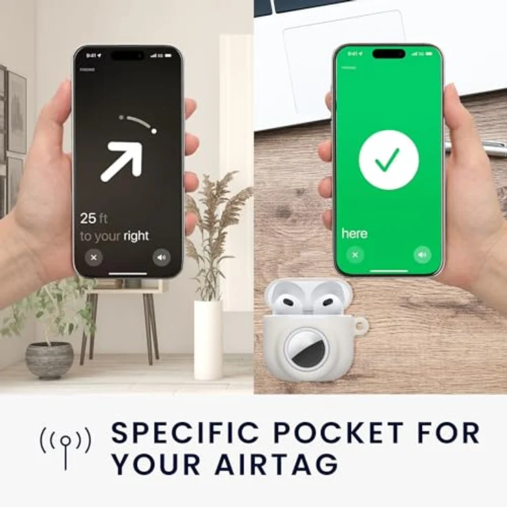 kwmobile 2-in-1 Hülle für Apple AirPods 4 und AirTag, Silikon Schutzhülle mit Karabiner - Weiß – Bild 5