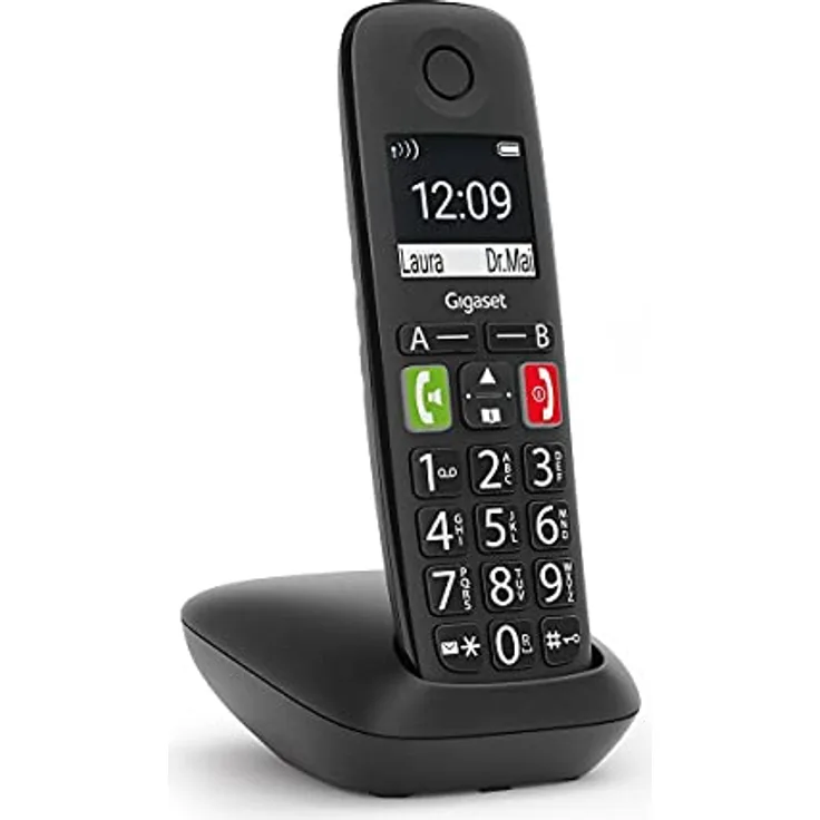 Gigaset E290 [Italienische Version], Schnurloses Telefon mit großem, beleuchtetem Display, Boost- und Jumbo-Modus, 150 Adressbucheinträgen, schwarz