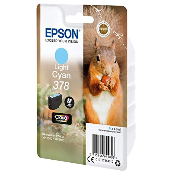 Epson Original 378 Tinte Eichhörnchen, XP-8500 XP-8600 XP-8605 (hell cyan) – Bild 2