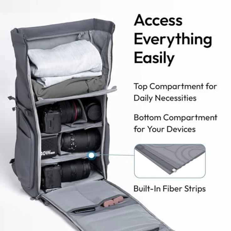 ULANZI BP04 Hartschalen-Kamerarucksack 25L mit Apple Find My Integration, wasserdicht und stoßdämpfend, für Tablets und Laptops bis 16 Zoll – Bild 4