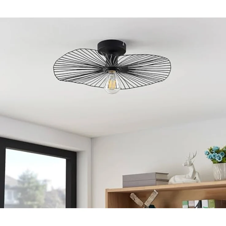 Lindby Deckenlampe Ruota (Retro, Vintage Antik) in Schwarz aus Metall (1 flammig E27) - Deckenleuchte Lampe Wohnzimmerleuchte – Bild 3